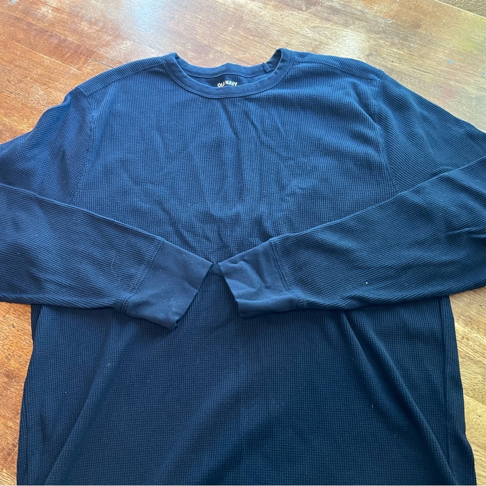 Old Navy Men's Navy Ribbed Blue Shirt